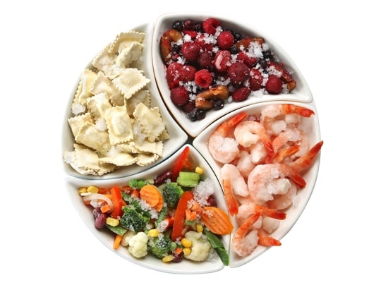 plate with frozen food